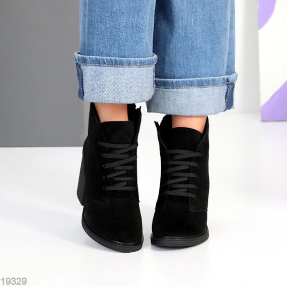 Шикарные замшевые зимние ботильоны на среднем устойчивом каблуке | Зображення 6