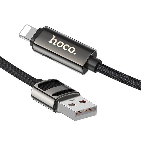 Дата кабель Hoco U137 Line with display USB to Lightning 2.4A/12W (1.2m) Black | Зображення 2