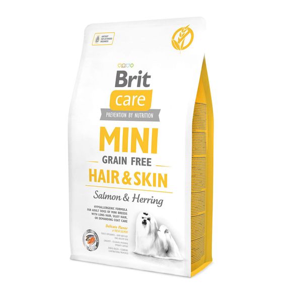 Корм Brit Care Grain Free Mini Hair & Skin сухой беззерновой для собак малых пород для улучшения состояния кожи и шерсти 2 кг