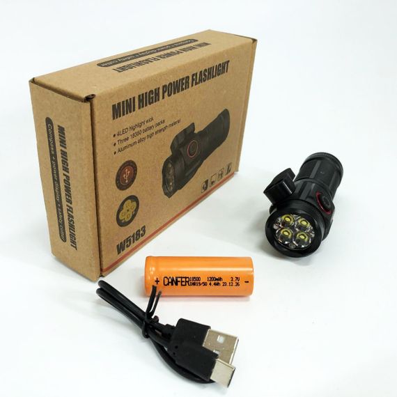 Фонарик мощный аккумуляторный для дома W5183-4XHP360, Фонарь ручной с функцией зарядки PG-34 | Зображення 9