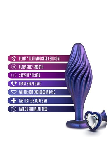 Текстурований анальний затор Blush Anal Adventures Matrix прикрашений каменем, фіолетовий sexstyle | Зображення 6