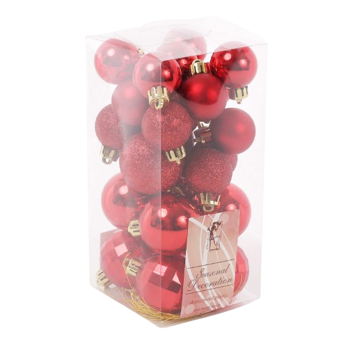 Набір ялинкових куль 26шт червоний