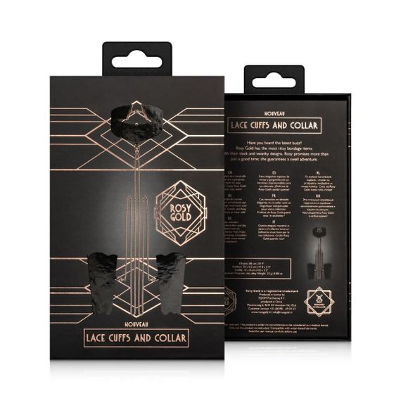 Мереживні наручники та комір Rosy Gold - Lace Cuffs and Collar - Black | Зображення 3