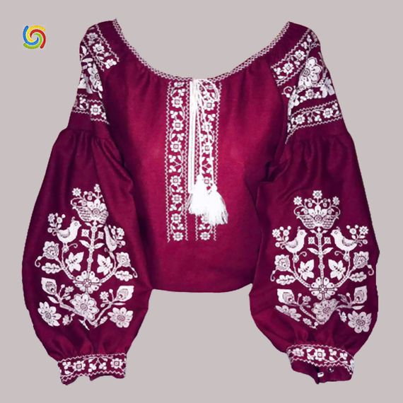Рубашка Украинская вышиванка  444291210 цвет бордовый размер XL/XXL