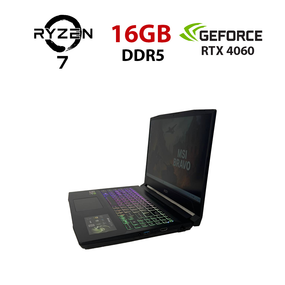 Игровой ноутбук Б-класс MSI Bravo 15 C7VFK / 15.6" (1920x1080) IPS / AMD Ryzen 7 7735HS (8 (16) ядер по 3.2 - 4.75 GHz) / 16 GB DDR5 / 512 GB SSD NVMe / nVidia GeForce RTX 4060, 8 GB GDDR6, 128-bit / WebCam б/у