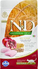 Сухий корм для стерилізованих кішок FARMINA N&D Ancestral Grain з куркою та гранатом. 10 кг