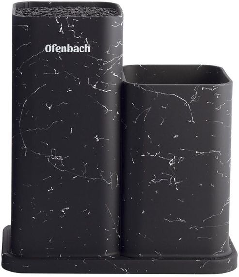 Підставка-колода Ofenbach Black Marble для кухонних ножів і ножиць 21.5х13х23см подвійна