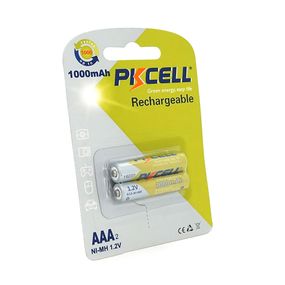 Аккумулятор PKCELL 1.2V AAA 1000mAh NiMH Rechargeable Battery, 2 штуки в блистере цена по блистеру, Q12/144