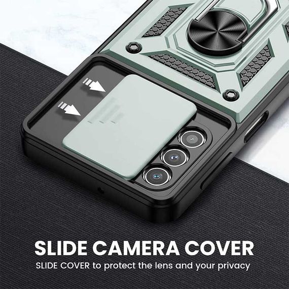 Ударопрочный чехол Camshield Serge Ring для Samsung Galaxy A73 5G TPU+PC, Шторка на камеру, Зеленый | Зображення 3