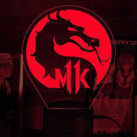 Акриловий світильник-нічник Mortal Kombat Смертельна битва червоний tty-n002251