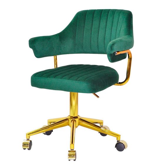 Крісло Jeff GD-Modern Office велюр зелений B-1036, золота нога-хрестовина модерн із колесиками