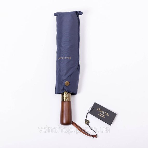 Зонт автоматический с деревянной ручкой классический из полиэстера диаметр 116 см  Синий HP-23-8BL | Зображення 3