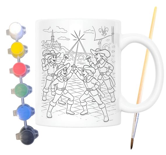 Набор для творчества кружка раскраска Д’Артаньян и три мушкетёра (по мотивам книги Александра Дюма) 330 мл белая (КР0201) | Зображення 1