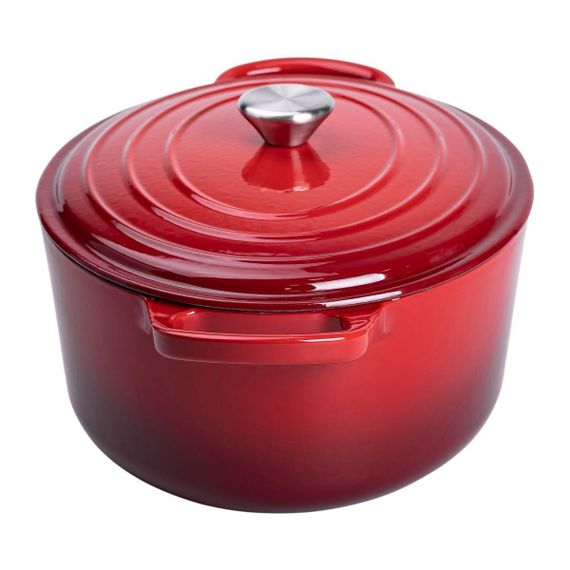 Гусятниця чавунна емальована з кришкою на 6 літрів Ø26 см Червона | Зображення 4