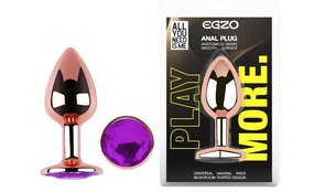 Анальна пробка із кристалом EGZO - Rose Gold Round Plug Purple size S Sex Aura