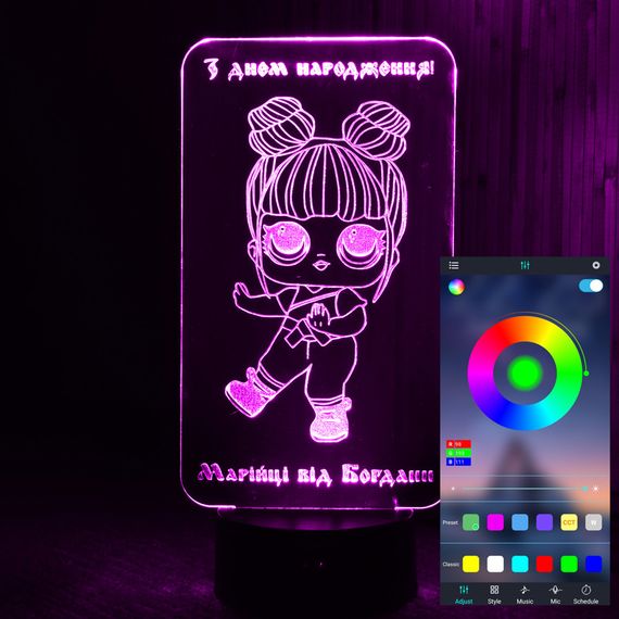 Акриловый светильник-ночник управление с телефона кукла ЛОЛ (L.O.L) tty-n000414
