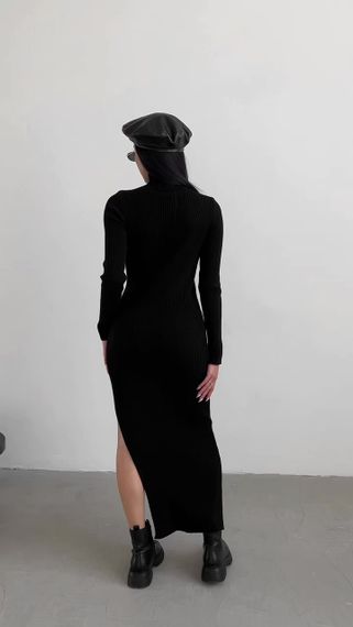 Сукня MAXI довга приталена з розрізом чорна 🖤🔥 M-L | Зображення 6