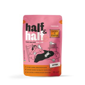 Корм вологий Half&amp;Half для кошенят з куркою та гарбузом в соусі 85 г