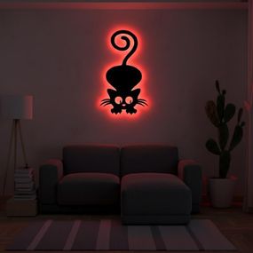 Панно декоративне картина на стіну Грайливий кіт LED 16 кольорів пульт 450х255 acr-p000122