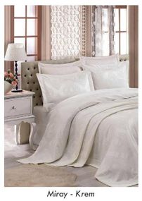 Покрывало(240х260см) с наволочками (50х70см) Gardines Miray krem Жаккард