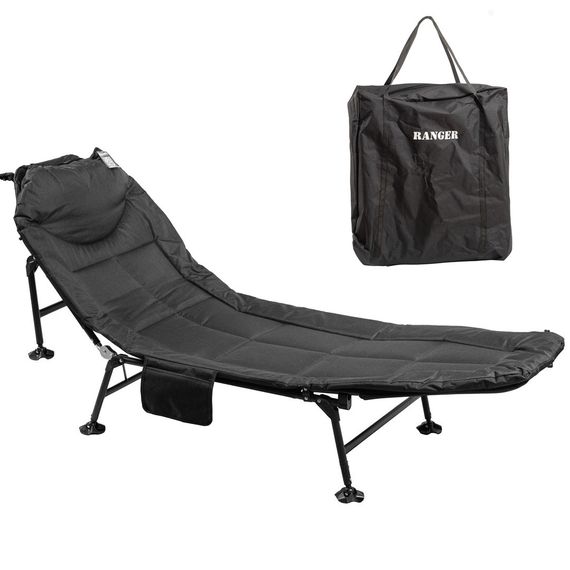 Раскладушка туристическая Ranger Comfort Lux RA 5526 с регулируемой спинкой и подушкой