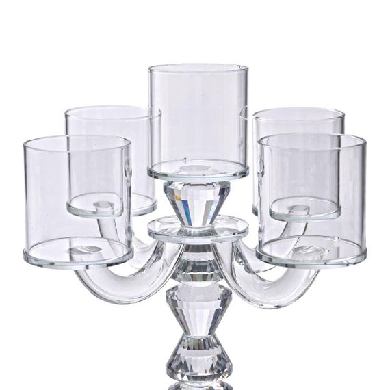 Канделябр на 5 свечей 19×19×24 см подсвечник декоративный стеклянный на ножке прозрачный HP-4-31 | Зображення 3