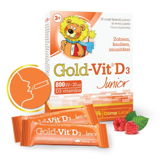 Витамин D для детей Olimp Gold Vit D3 junior 30 сашэ, малина | Зображення 1
