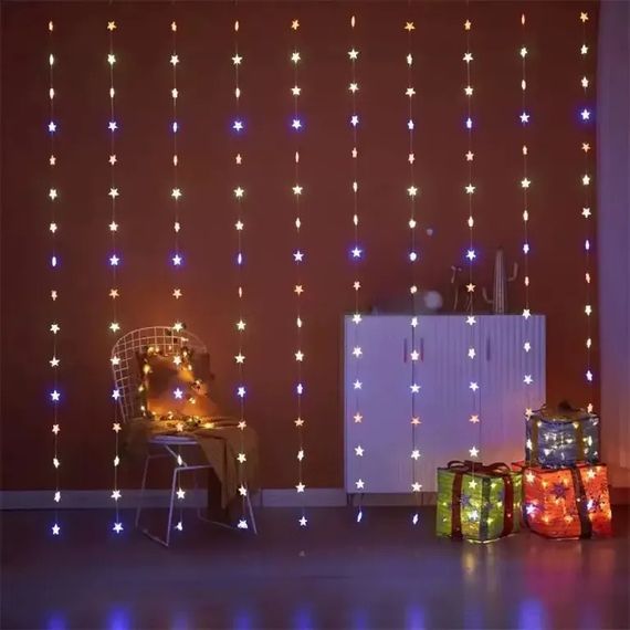 Гірлянда-штора Зіркопад USB, 3х3м, різнокольорова, 300 LED, 8 режимів світіння, IP44, пульт керування, XPRO (234575729_313) | Зображення 1