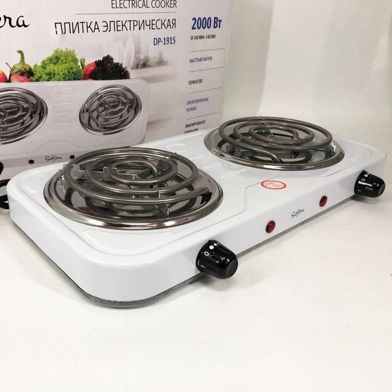 Плита электрическая Suntera DP-1915 2000 Вт, мощная настольная электроплита, плита бытовая. Цвет: белый | Зображення 4