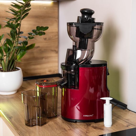 Соковижималка шнековая для томатов 300 Вт 2 скорости Красная Sokany JE-25 | Зображення 8