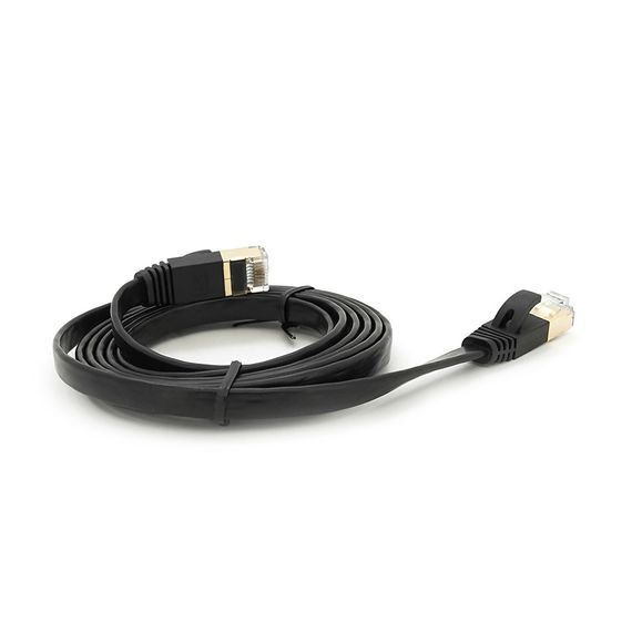 Патч-корд литий плоский WEEPDA, UTP, RJ45, Cat.7, 1.5m, Cu, чорний | Зображення 1