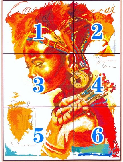 Набір для вишивання хрестиком за нанесеною на канву схемою "The African woman". AIDA 14CT printed, 42*54 см | Зображення 2