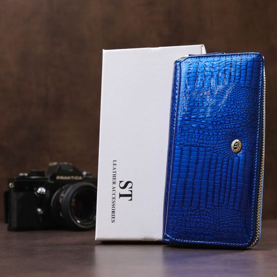 Кошелек женский ST Leather 18435 (S7001A) лакированный Синий | Зображення 7