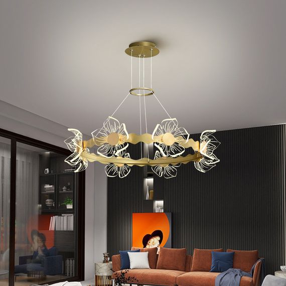 Люстра світлодіодна підвісна LED світильник для квартири на стелю лед 26302 Золото 25-130х58х58 см. | Зображення 2