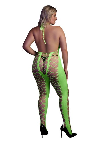 Бодістокінг - Ouch! Bodystocking With Halterneck Green, XL/4XL | Зображення 1