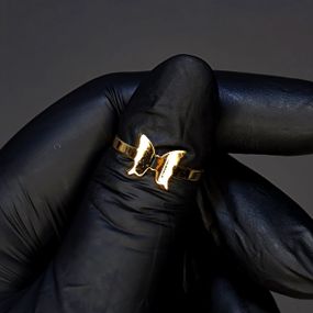 Кольцо #51 для фото ногтей (маникюра) цвет золото