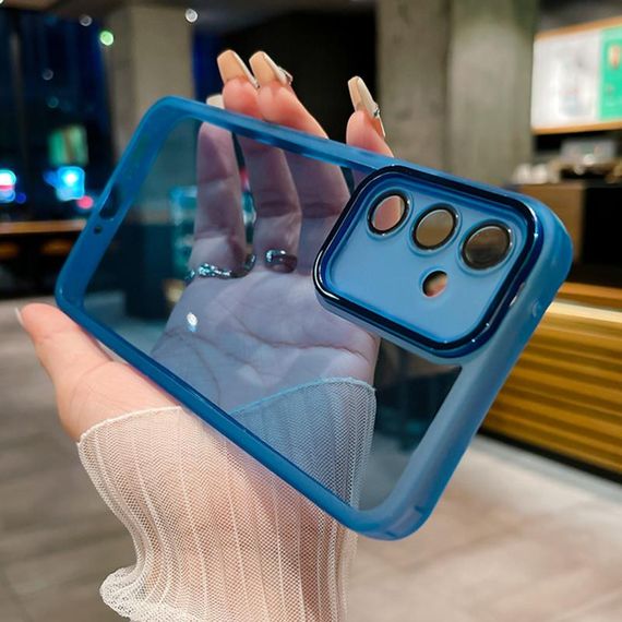 Мягкий силиконовый чехол со стеклом на камеру для Samsung Galaxy A54 цвет Синий | Зображення 1