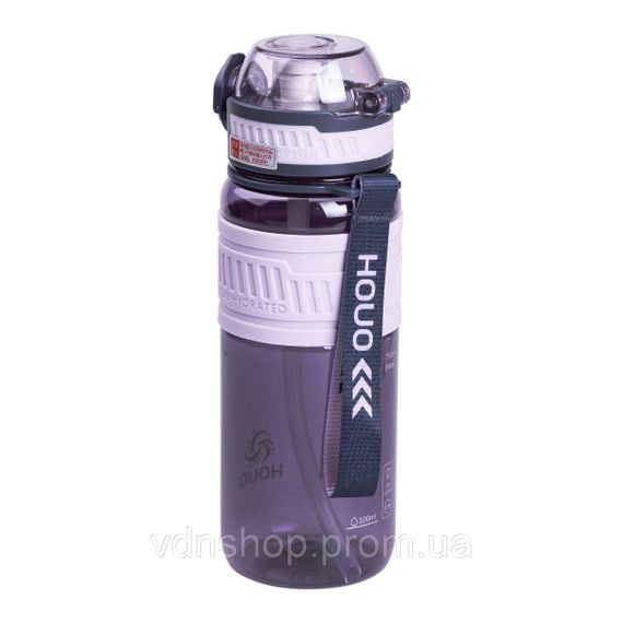 Пляшка для води з трубочкою та ремінцем 750 мл спортивна пляшка 23.5 см Фіолетова HP-14-34V | Зображення 2