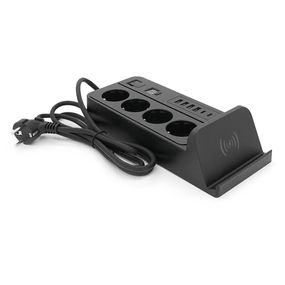 Мережевий фільтр із захистом від перенапруги G12H, 4 Socket + 4 USB 3,2А + 2 Type-C + бездротова зарядка + таймер, 2м, Black, Box