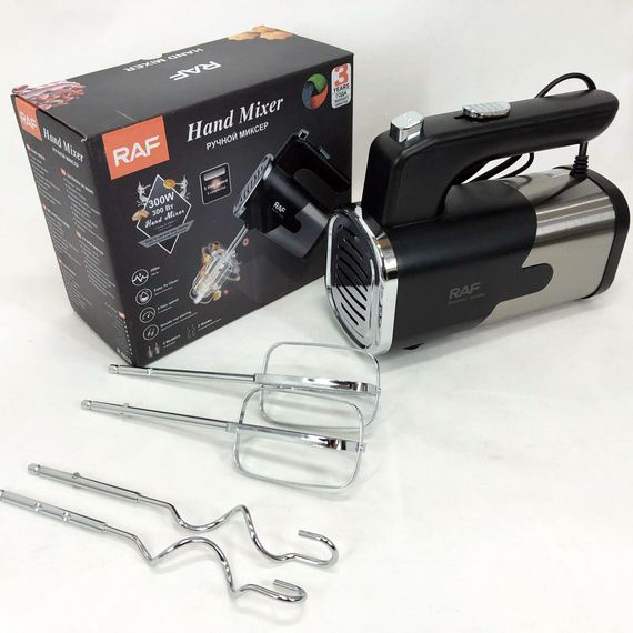 Міксер ручний на кухню RAF R-6630 5 швидкостей 2 насадки 300 W, двовінчиковий міксер, міксер для збивання | Зображення 7