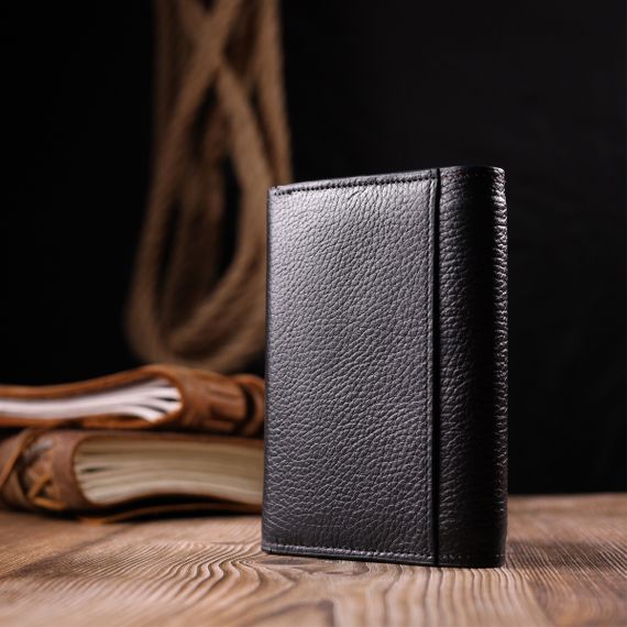 Классический горизонтальный женский кошелек с монетницей из натуральной кожи KARYA 21071 Черный | Зображення 7