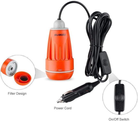 Портативний душ для кемпінгу 3,8 л/хв, з 12V насосом для автомобільного прикурювача, душ для походів і подорожей | Зображення 2