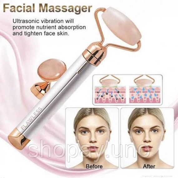 Масажер ролик електричний для особи Facial Roller Massager. Колір бежевий NX-65 | Зображення 6