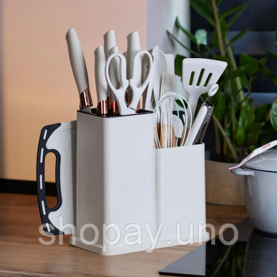 Кухонний набір ножів та аксесуарів Kitchenware Set, 20 предметів ∙ Інструменти для кухні з підставкою та обробною дошкою | Зображення 2