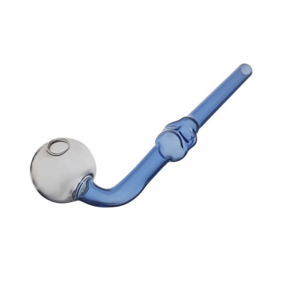 Скляна Трубка Вапорайзер 90° "Oil Pipe Scull Bend Blue" | Зображення 1