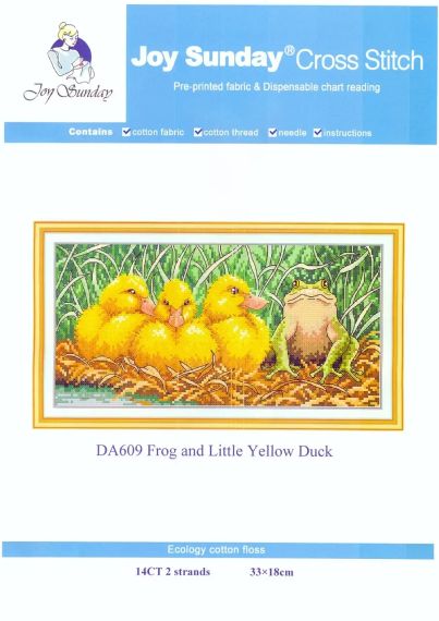 Набір для вишивання за нанесеною на канву схемою "Frog and Little Duck".AIDA 14CT printed, 33*18 см | Зображення 1