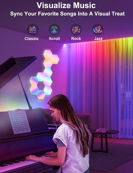 Світлодіодні RGB шестикутні ліхтарі, дистанційне керування, додаток, синхронізація музики, 8 шт. | Зображення 4