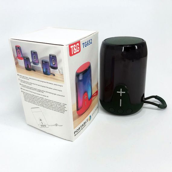 Портативна колонка TG652 5W з RGB підсвічуванням та ремінцем, колонка з акумулятором блютуз. Колір: зелений | Зображення 7