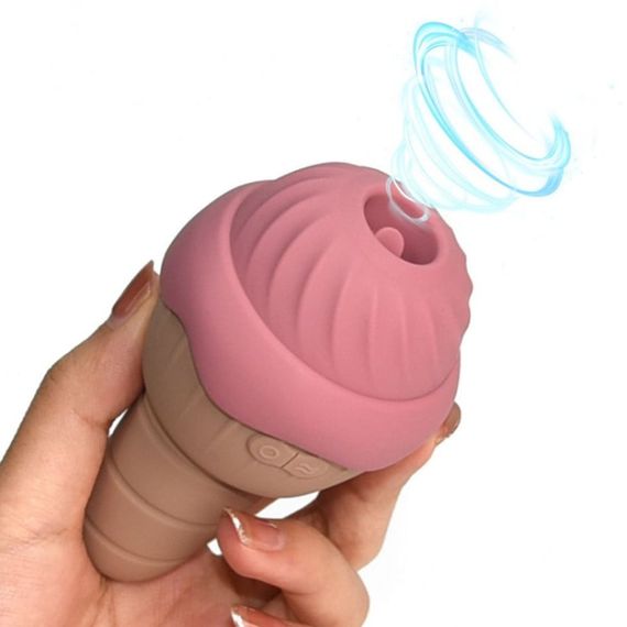 Вібратор та вакуумний стимулятор з язичком Sweet Em 0067F у формі морозива Sex Aura | Зображення 1
