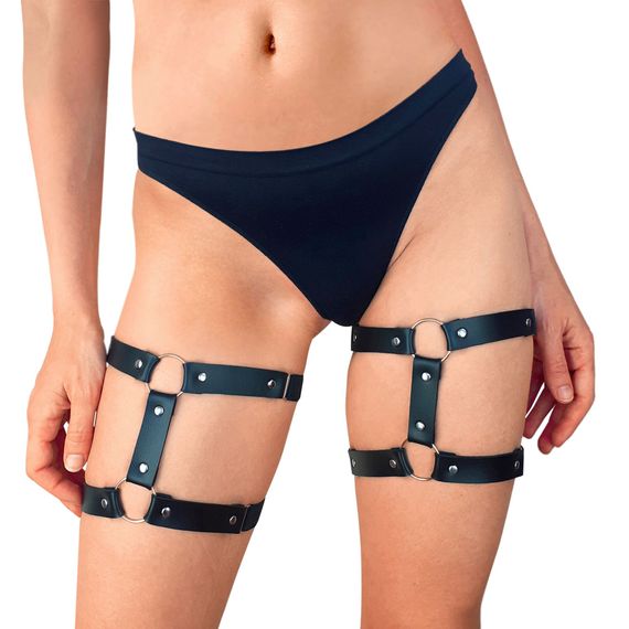 Гартери на ногу із натуральної шкіри Art of Sex - Kristina Leg Garters (2 шт), цвет Чорний | Зображення 1